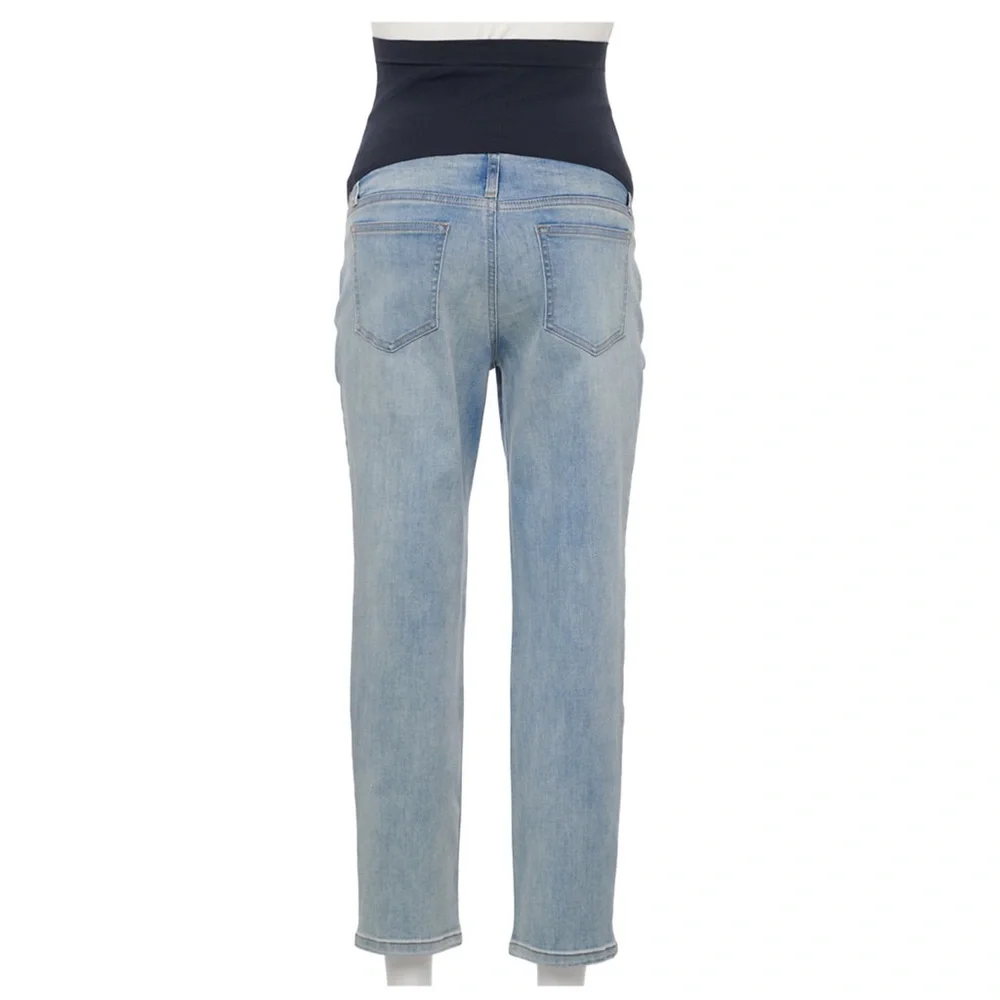 NWT Sonoma Maternity Over-The-Belly Cropped Straight-Leg Jeans Blue SZ 2, 4, 14